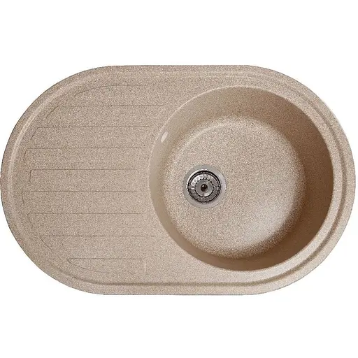 Гранітна кухонна мийка Romzha Elegancia 77 Bezhvy (401) з крилом - фото 1