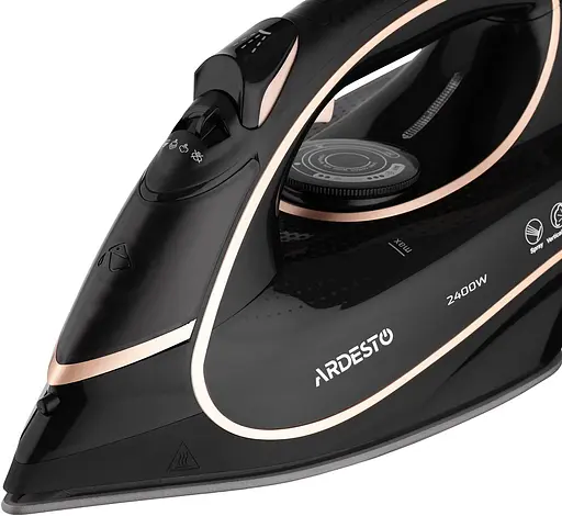 Утюг Ardesto IR-B2235, Black/Gold, 2400W, керамика, паровой удар, резервуар 450мл, защита от кальцинации, антикапля, плавная регулировка мощности пара, автоматическое отключение - фото 2