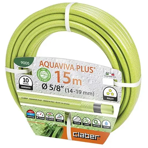 Шланг поливочный 5/8", 15м Aquaviva Plus, салатовый