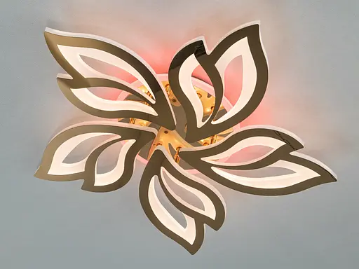 Стельова світлодіодна люстра з пультом, підсвіткою, 80W, золото - фото 2