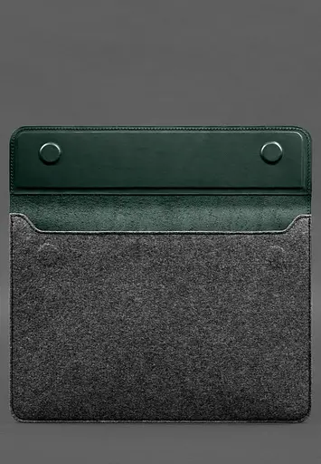 Чехол-конверт BlankNote с клапаном кожа+фетр для MacBook 16" Зеленый Crazy Horse - фото 3