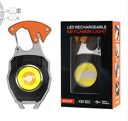 Многофункциональный мини фонарик брелок СОВ 5147 с зажигалкой стопорезом с карабином - фото 10