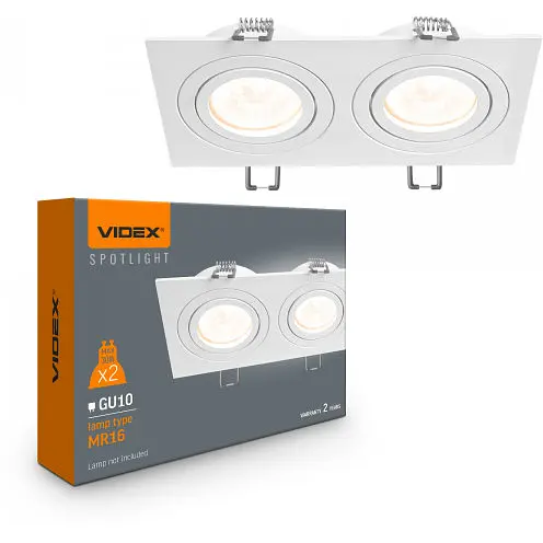 Світильник Videx під лампу 2xGU10 врізний Білий (VL-SPF23S-W) - фото 1