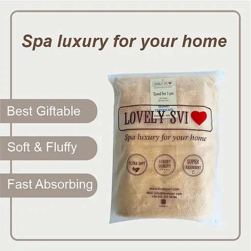 Набор полотенец Lovely Svi 3 шт.:70 x 140 см, 50 x 90 см, 33 x 33 см Свет Коричневый (701403) - фото 3