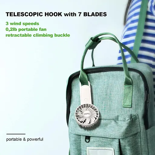 Ручной вентилятор DiseZeit 3 ​​скорости с телескопическим крючком - фото 4