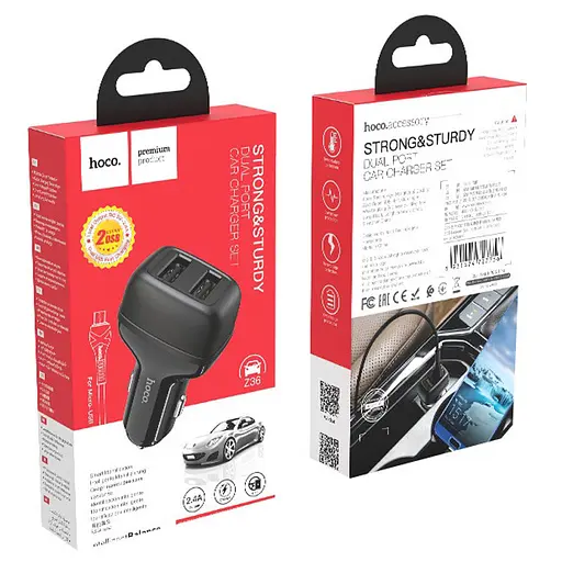 АЗУ Hoco Z36 Leader 2.4A (2USB-A) + кабель USB to MicroUSB - фото 6