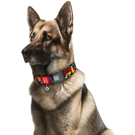 Нашийник для собак нейлоновий Waudog Nylon з QR паспортом Блоки XXL 3.5х46-70 см - фото 3