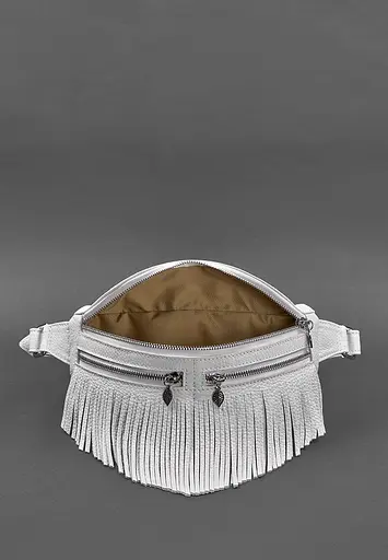 Шкіряна жіноча сумка на пояс Spirit біла - фото 5