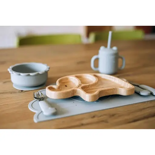 Силіконова миска дитяча FreeOn  Bear сіра - фото 4