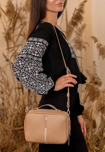 Женская кожаная сумка Avenue карамель флотар - фото 2