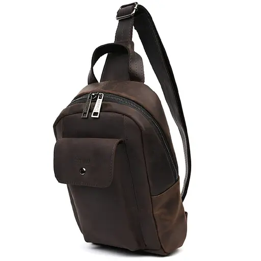 Рюкзак слинг кожаный с передним карманом для телефона TARWA 29х17х8 см sum0028233 - фото 3
