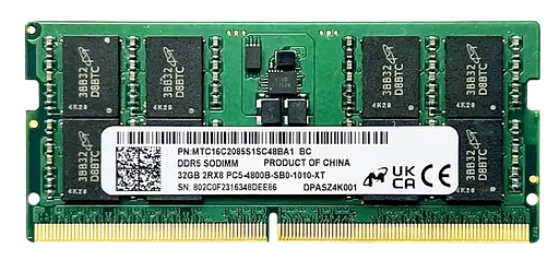 Оперативна пам'ять Micron 32GB SODIMM DDR5 4800MHz (MTC16C2085S1SC48BA1) Б/В - фото 1