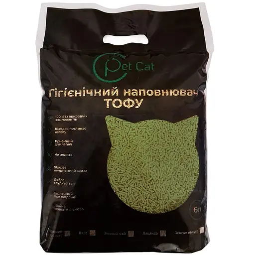 Наповнювач для котячого туалету Тофу Pet Cat з ароматом Зелене яблуко 6 л