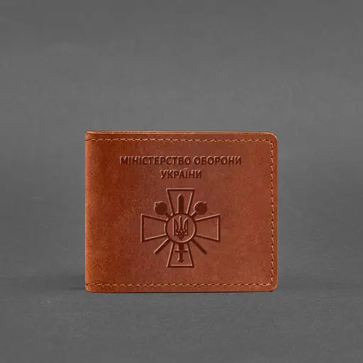 Кожаная обложка для удостоверения министерства обороны светло-коричневая Crazy Horse - фото 6
