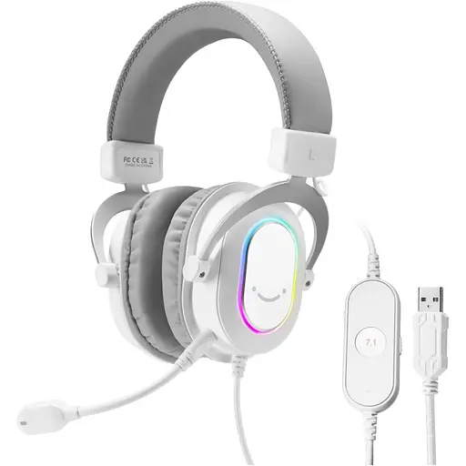 Наушники игровые Fifine H6 RGB 7.1 White [113870] - фото 2