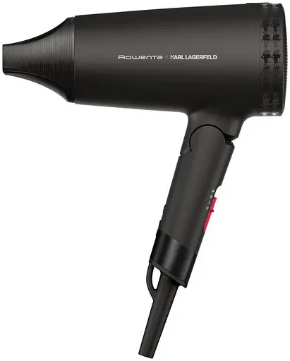 Фен Rowenta Karl Lagerfeld Express Style дорожный, 1600 Вт, 2 режима, холодный обдув, складная ручка, черный - фото 4
