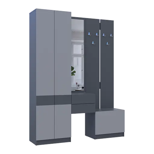 Передпокій Doros Сола Графіт/Сірий ДСП / дзеркало 165х40х215 (42005146) - фото 6