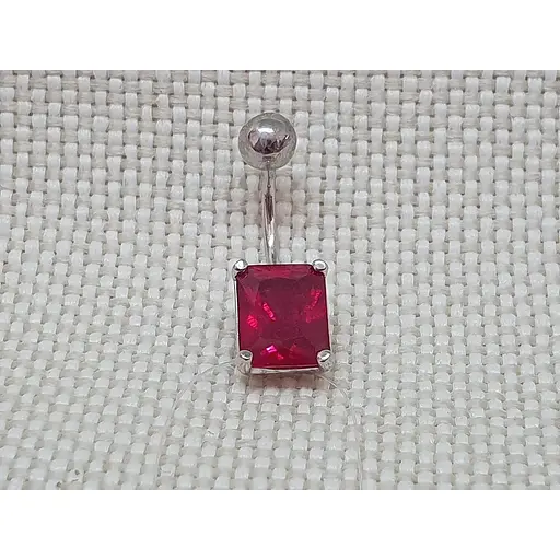 Серебряная серьга для пирсинга пупка с фианитами. 7028.5С - фото 5