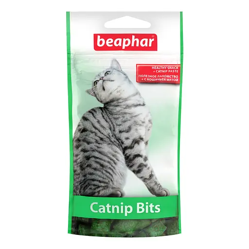 Подушечки хрусткі Beaphar Catnip Bits з котячою м'ятою для котів та кошенят 35 г - фото 1