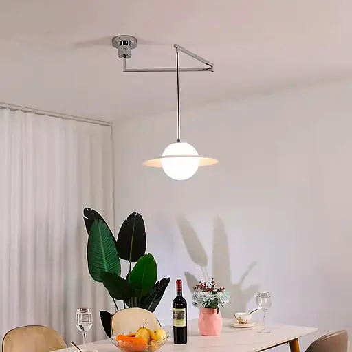 Регулюючий підвісний світильник в хромовому корпусі з білим обводком Line.F YG 88/1 CH+WH - фото 1