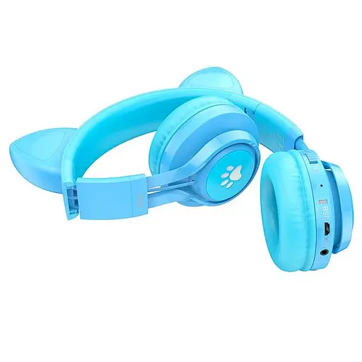 Bluetooth гарнитура Hoco W39 |BT5.3, AUX, 10H, 85db, LED| blue - фото 2