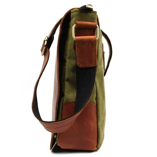 Сумка через плече Tarwa розміру А4 з парусини та шкіри 30х32х7.5 см sum0028339 - фото 6