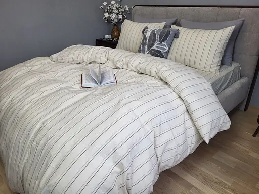 Комплект постельного белья Washed Cotton из вареного хлопка полоска Lines - двухспальный - фото 1