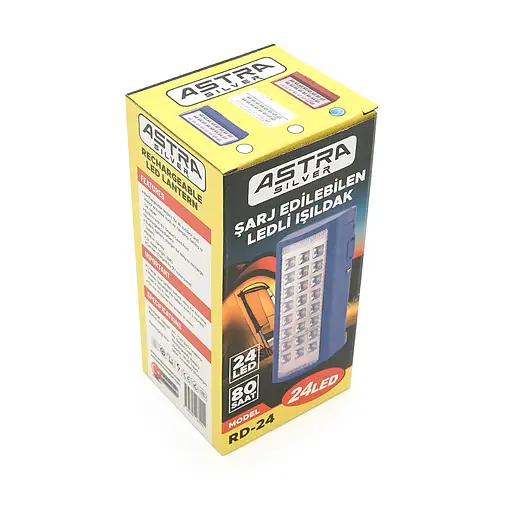 Фонарь переносной ASTRA DL-2424LED, 2 режима (16+8Led), встроенный аккум, корпус пластмасс, кабель 220В, Mix color, Box - фото 2