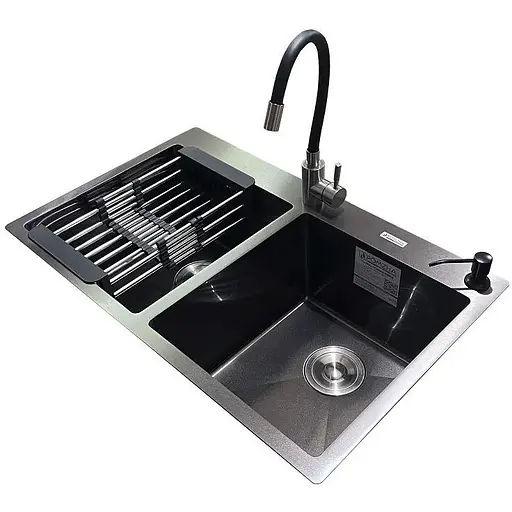 Комплект мийка + змішувач Romzha Arta U-730SD BL (C) - фото 1