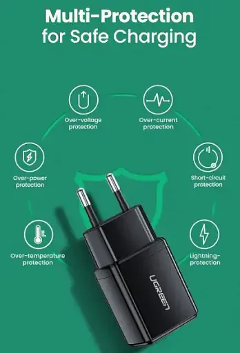 Зарядний пристрій Ugreen ED011 USB Wall Charger 2.1A чорний - фото 4