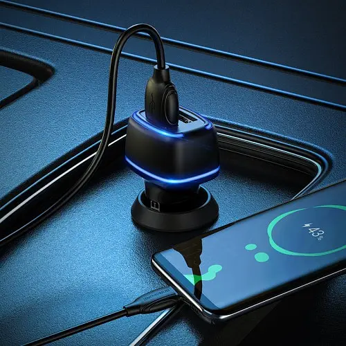 Автомобільний зарядний пристрій BOROFONE BZ14 Max 2USB/2.4A+ Cable Micro чорний - фото 2