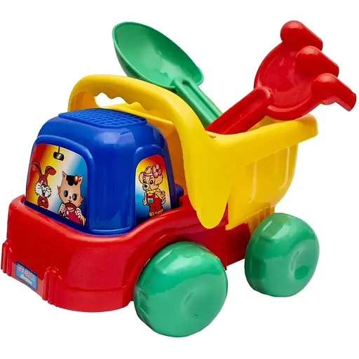 Іграшка для піску Jiahe Plastic Самоскид з лопаткою і грабельками 23х18х18 см (JHS-008) - фото 1