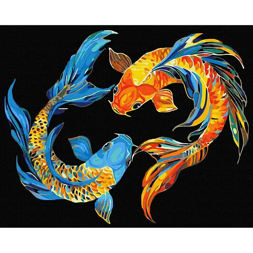 Картина за номерами на підрамнику Brushme Дует чарівних рибок