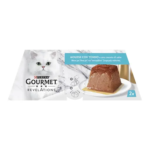 Вологий корм Gourmet Revelations Мус з тунцем та підливкою повнораціонний для дорослих котів 114 г (2х57 г) - фото 3