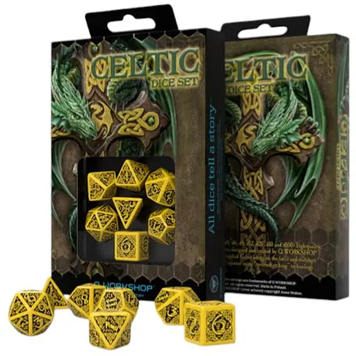 Набір кубиків Celtic 3D Revised Yellow & black Dice Set , 7 шт. (SCER13) - фото 1