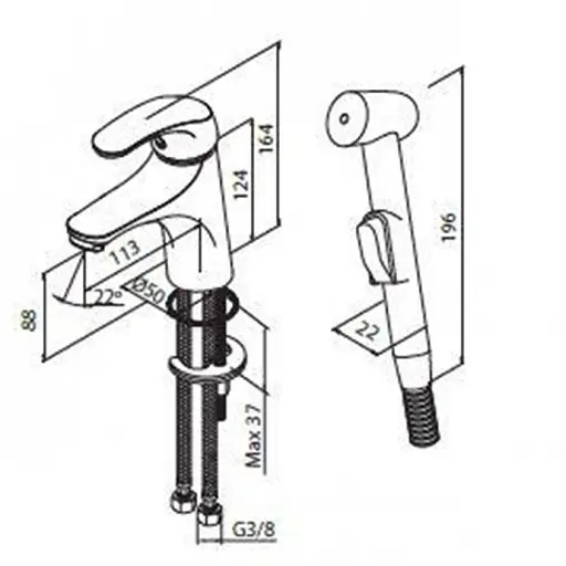 Змішувач з гігієнічною лійкою Damixa Palace One 410300000, Хром - фото 2
