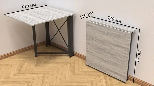 Стіл-книга трансформер Оріон 1 Ferrum-decor 750x810x730 Білий метал ДСП Дуб Сонома Трюфель 16 мм (FRD-104608) - фото 7
