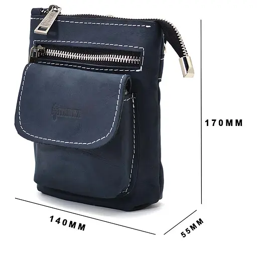 Чоловіча шкіряна сумка через плече TARWA 17х14х5.5 см sum0025692 - фото 6