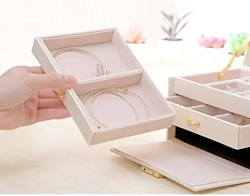 Скринька для прикрас Органайзер для ювелірних виробів Сундук для бужутерії Перламутровий - фото 7