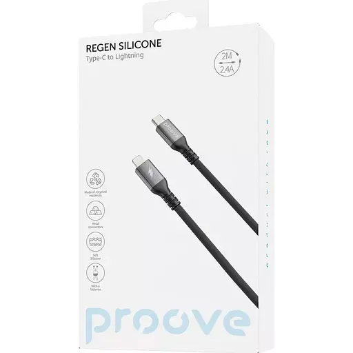 Кабель Proove ReGen Silicone USB-C to Lightning 27W 2m Black (CCRS60002121) [130621] - фото 2
