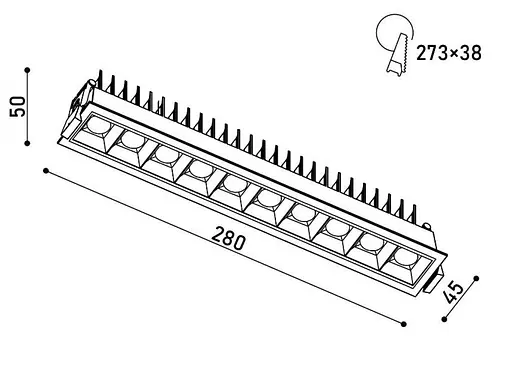Світильник точковий врізний KLOODI KD-POINT 10X2 20W 3K BK - фото 3