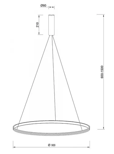 Светильник подвесной KLOODI KD-RG ONE 900 54W 3К BK - фото 2