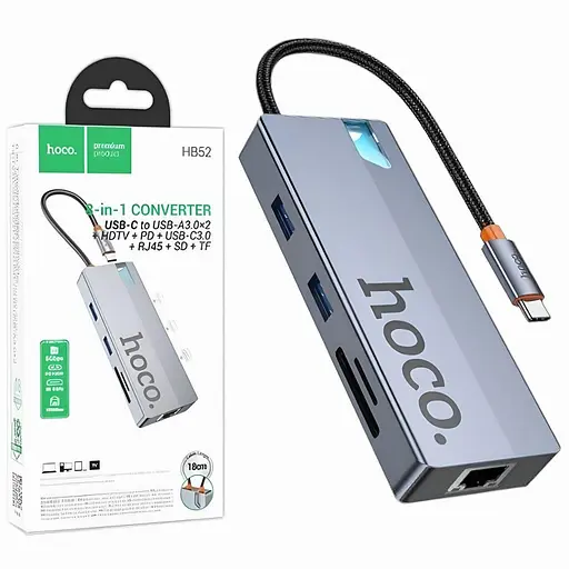 Перехідник Hoco Hub HB52 підтримка швидкої зарядки до 100W через Type-C PD