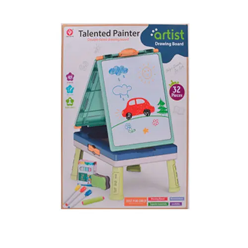 Мольберт 050-17 2-х сторонний, маркер, мел, губка - фото 1