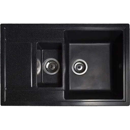 Гранітна кухонна мийка Romzha Jorum 78D Antracit (901) з 1.5 чашами - фото 1