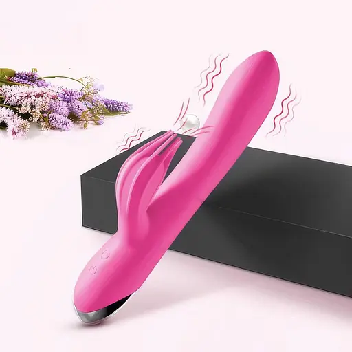 Подвійний силіконовий вібратор кролик жіночий для стимуляції точки G Mr. Rabbit фуксія - фото 3