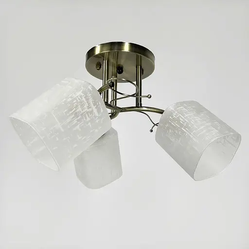 Бронзова люстра на 3 матових плафони з візерунком у корпусі Ø 50 см | Арт. 9321C/3 AB | Line F - фото 1