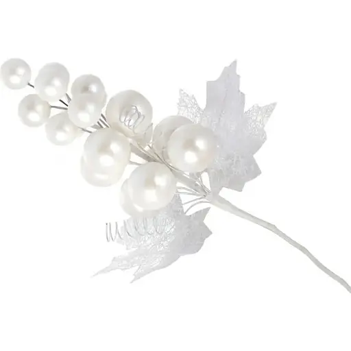 Декоративная ветка Виноград белый перламутровый оттенок 19 см - фото 1