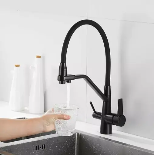 Змішувач для кухні Wezer з підлкюченням до фільтру INX4A-08-BLACK - фото 2