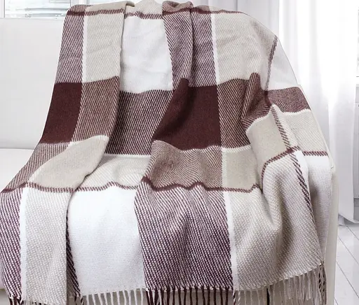 Плед вовняний Vladi Ельф 200х220 біло-теракот-коричневий 1 (1116) - фото 1